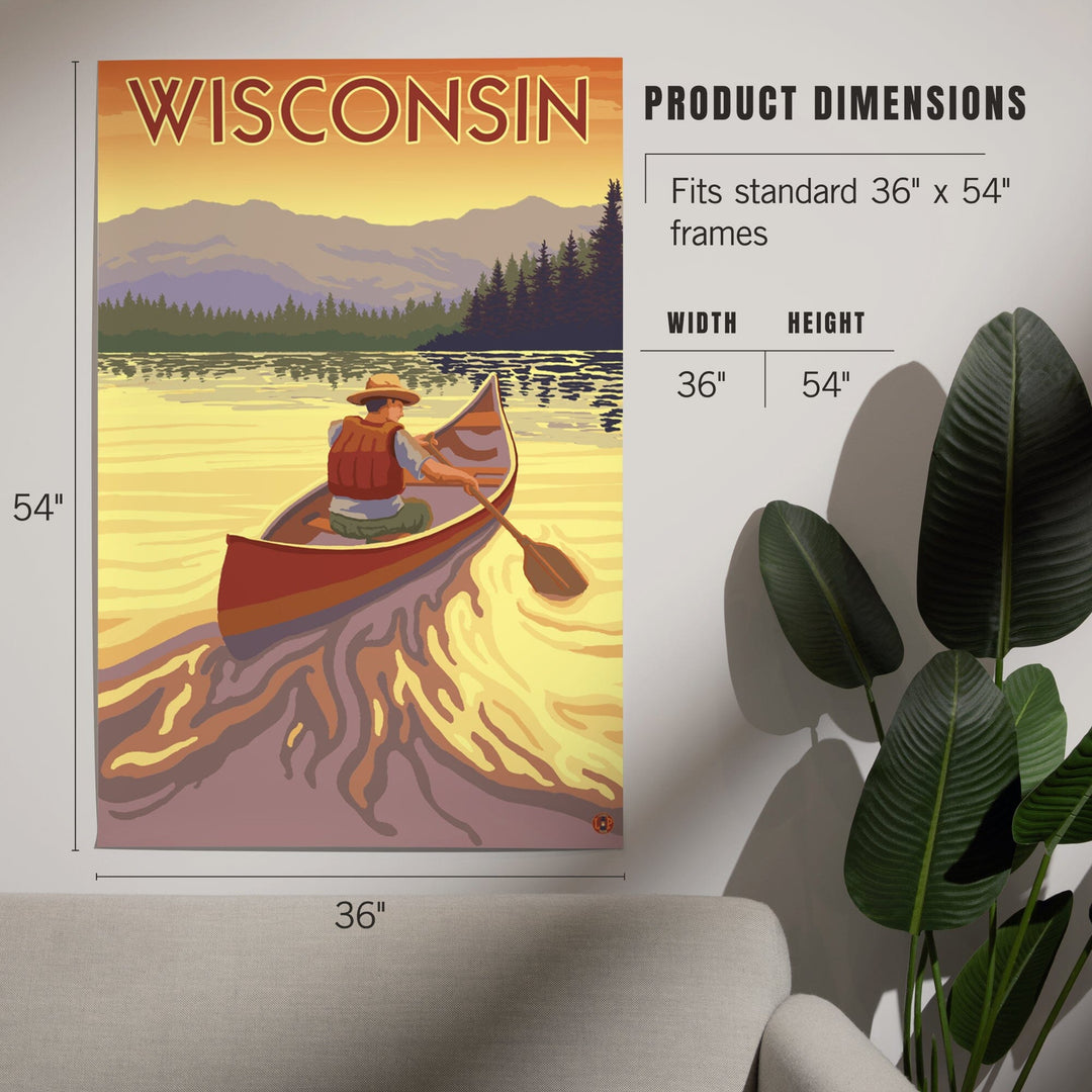 Wisconsin, Canoe Scene, Art & Giclee Prints Art Lantern Press 