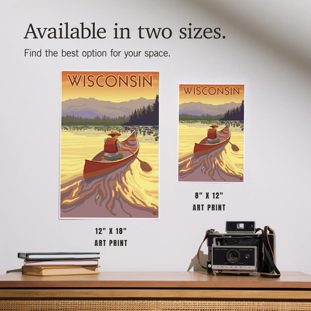 Wisconsin, Canoe Scene, Art & Giclee Prints Art Lantern Press 