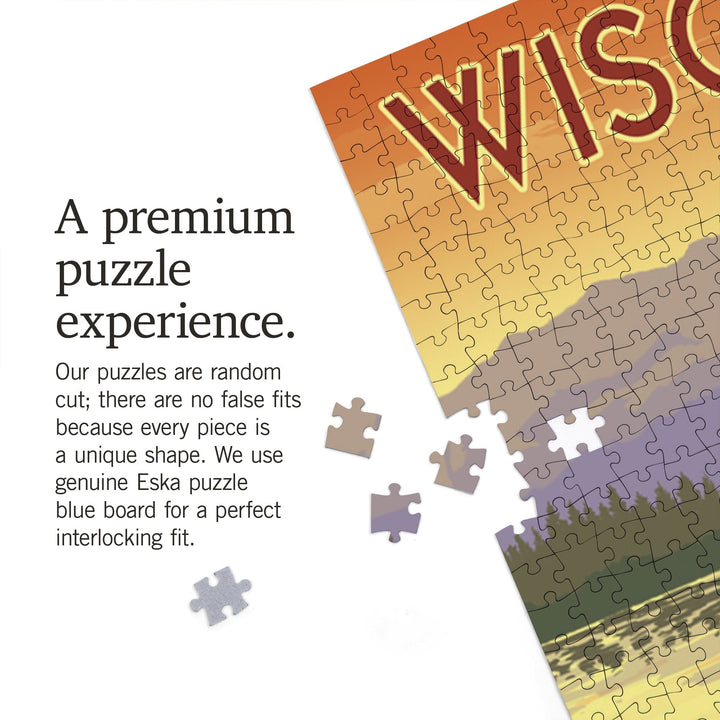 Wisconsin, Canoe Scene, Jigsaw Puzzle Puzzle Lantern Press 