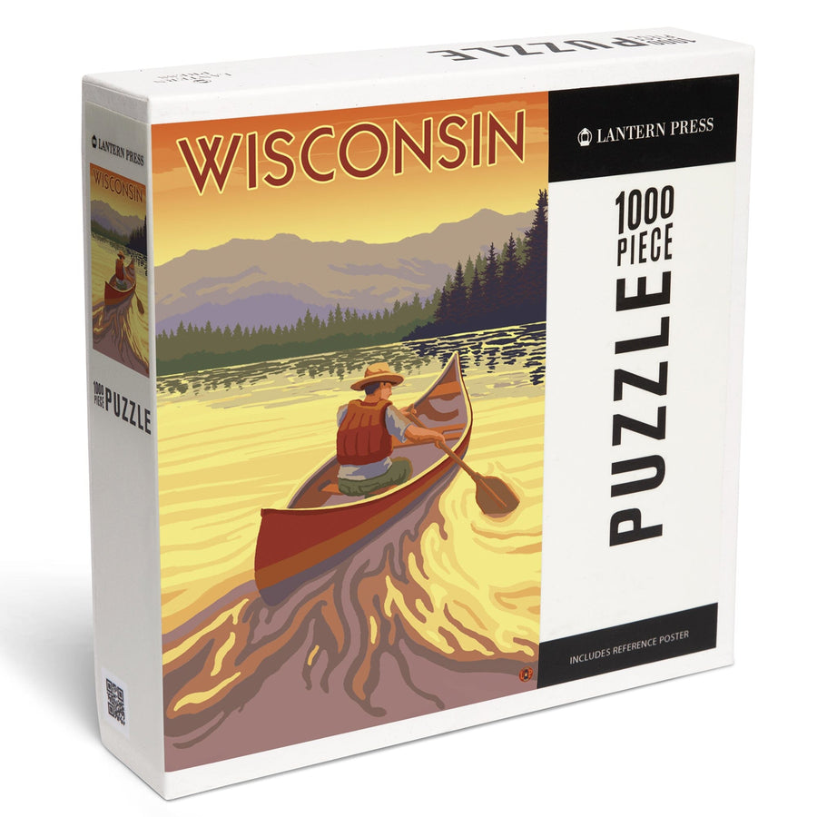 Wisconsin, Canoe Scene, Jigsaw Puzzle Puzzle Lantern Press 