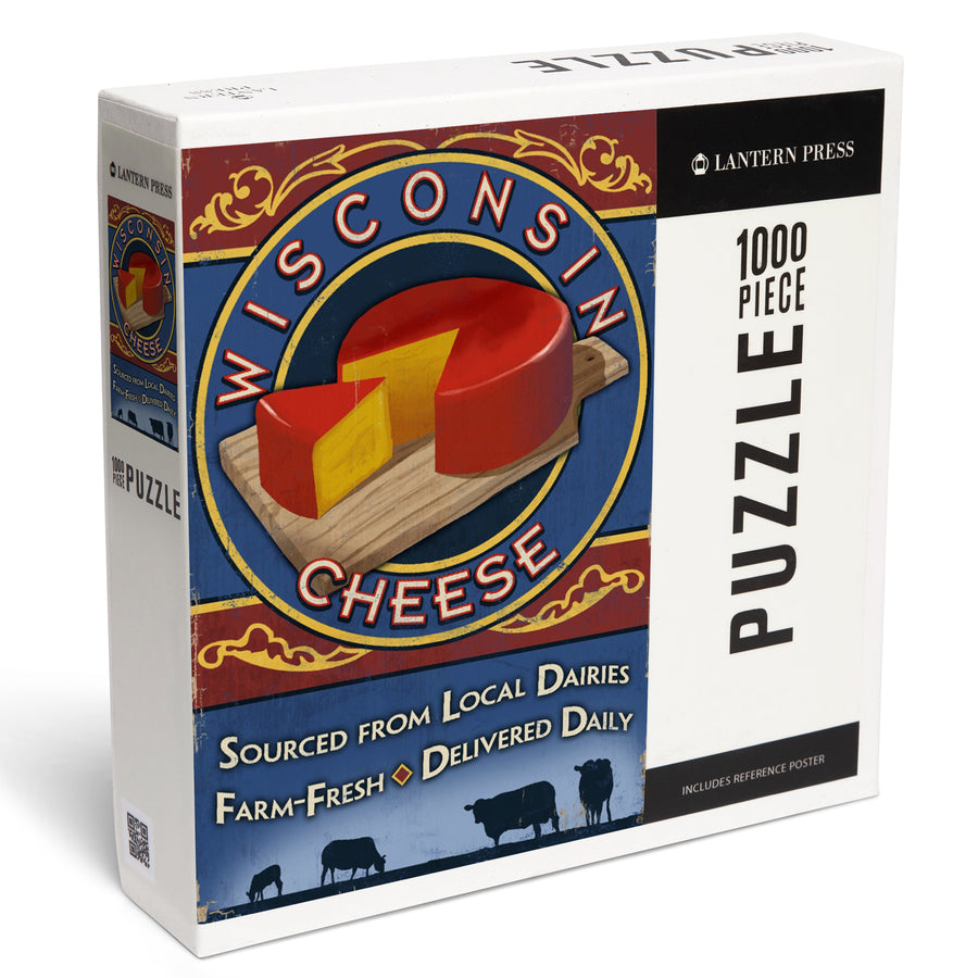 Wisconsin, Cheese Vintage Sign, Jigsaw Puzzle Puzzle Lantern Press 