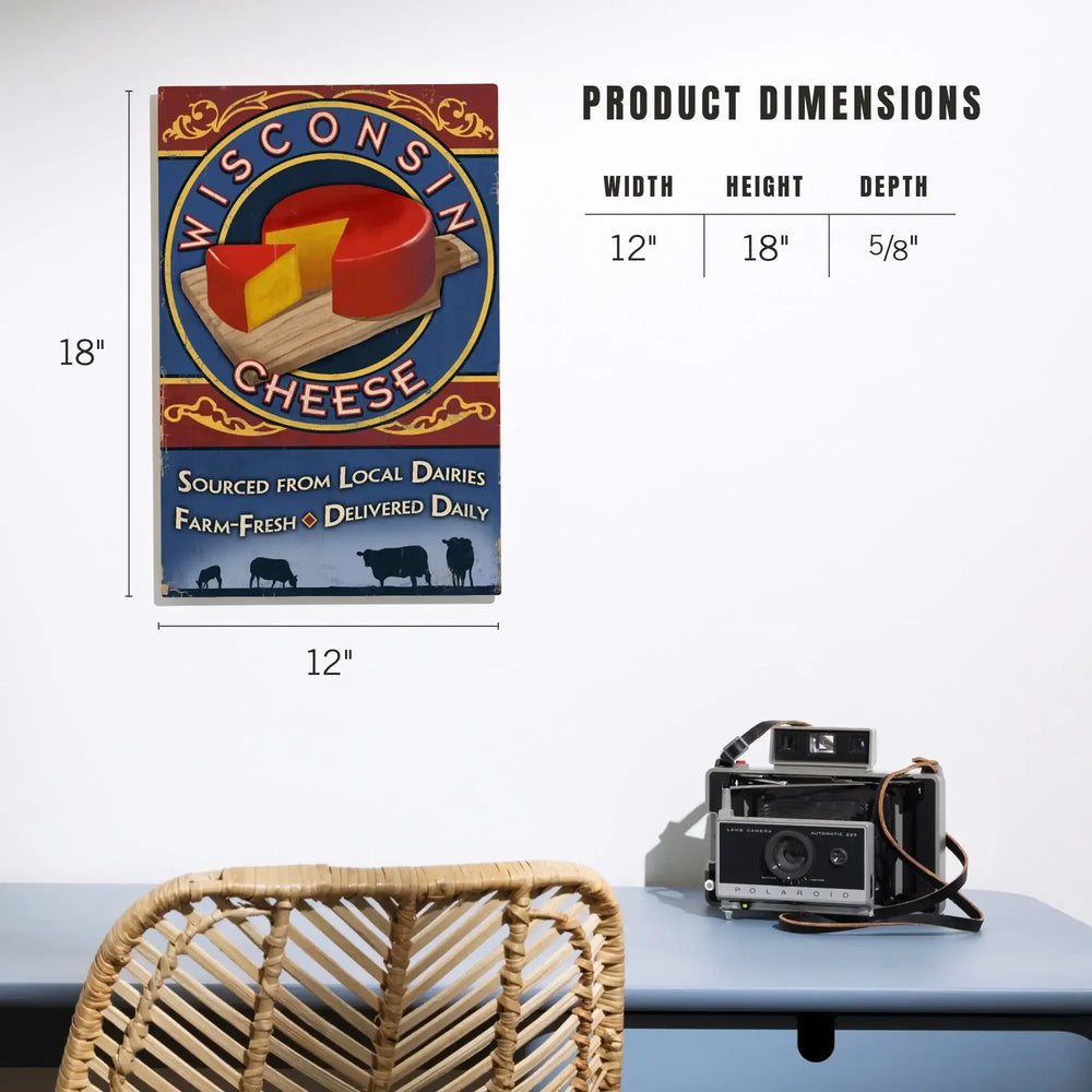 Wisconsin, Cheese Vintage Sign, Lantern Press Artwork, Wood Signs and Postcards Wood Lantern Press 