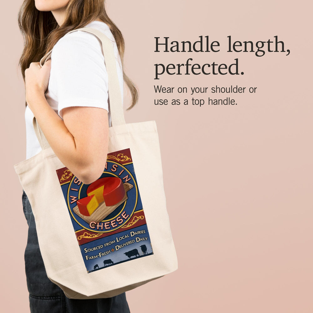Wisconsin, Cheese Vintage Sign, Tote Bag Totes Lantern Press 