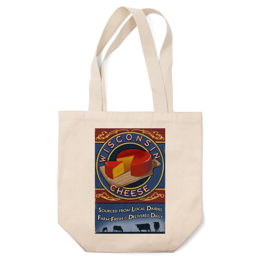 Wisconsin, Cheese Vintage Sign, Tote Bag Totes Lantern Press 