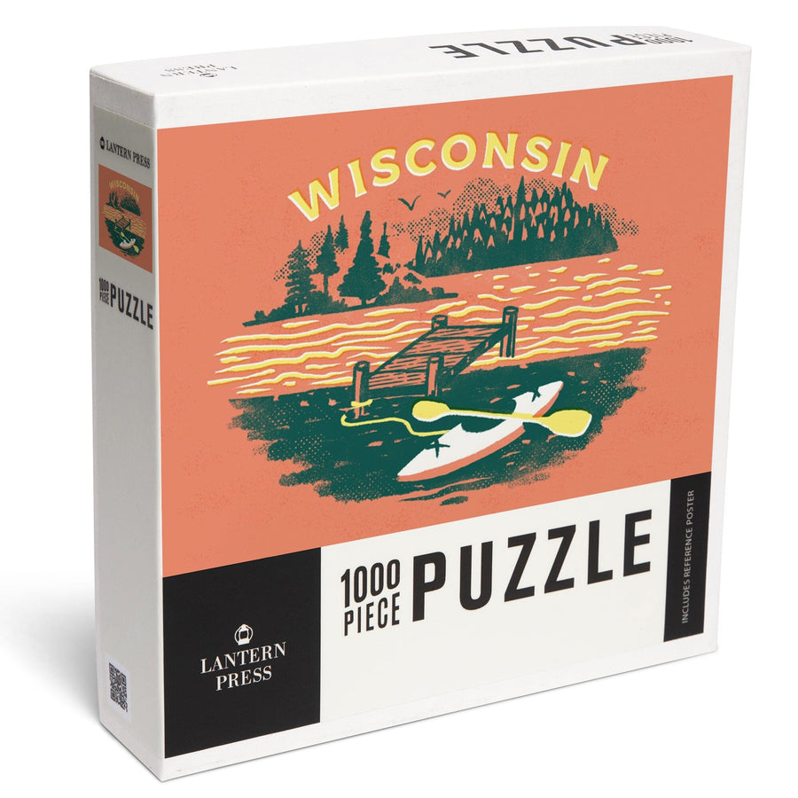 Wisconsin, Lake Life Series, Dock and Kayak, Jigsaw Puzzle Puzzle Lantern Press 