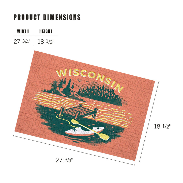 Wisconsin, Lake Life Series, Dock and Kayak, Jigsaw Puzzle Puzzle Lantern Press 