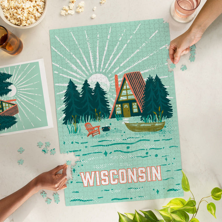 Wisconsin, Lake Life Series, Lake Life, Jigsaw Puzzle Puzzle Lantern Press 