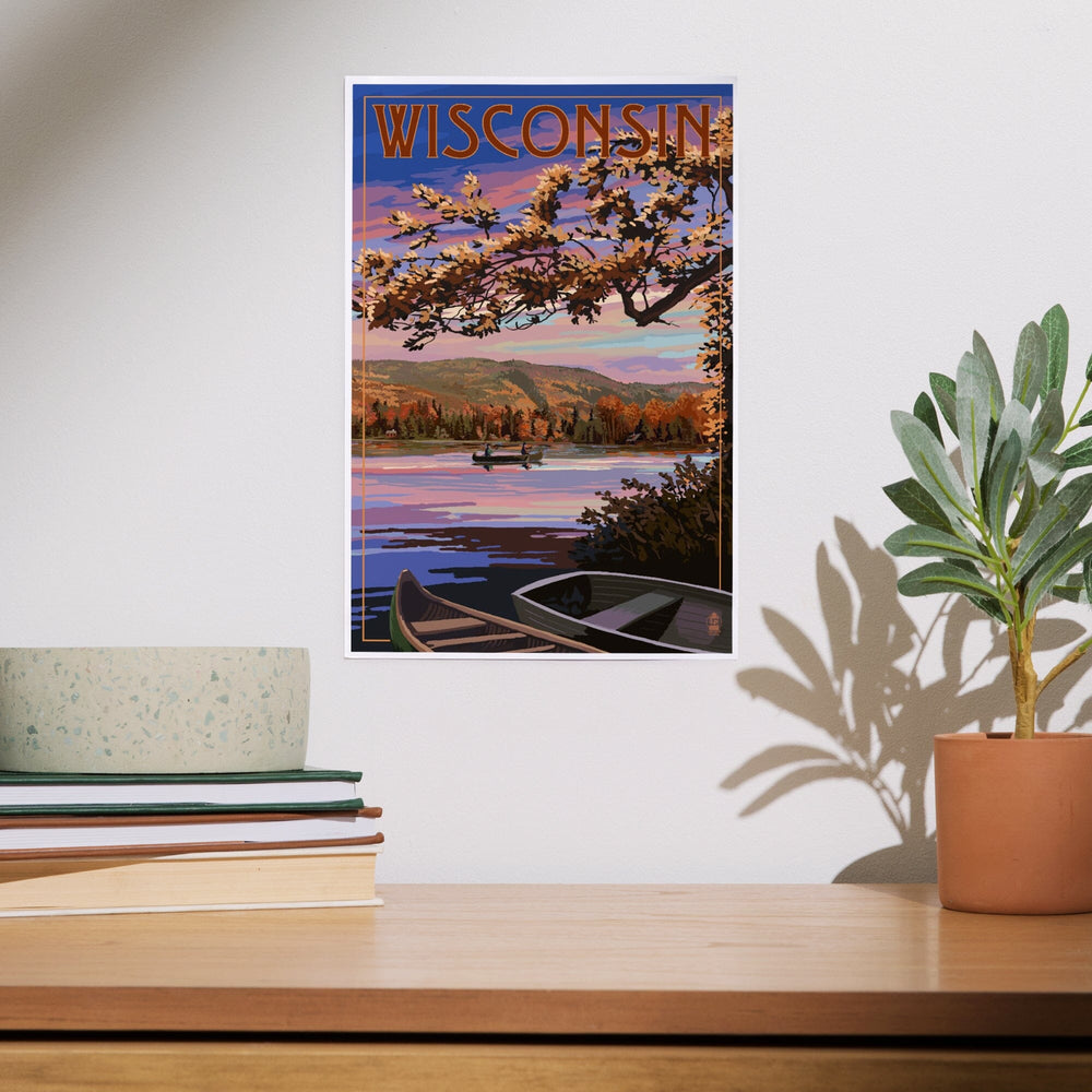 Wisconsin, Lake Sunset Scene, Art & Giclee Prints Art Lantern Press 