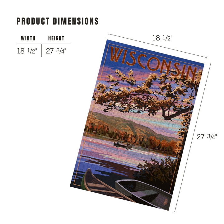 Wisconsin, Lake Sunset Scene, Jigsaw Puzzle Puzzle Lantern Press 