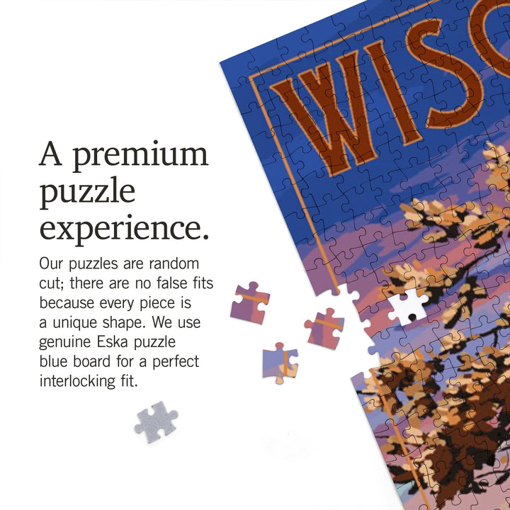 Wisconsin, Lake Sunset Scene, Jigsaw Puzzle Puzzle Lantern Press 