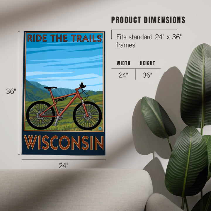 Wisconsin, Mountain Bike Scene, Ride the Trails, Art & Giclee Prints Art Lantern Press 