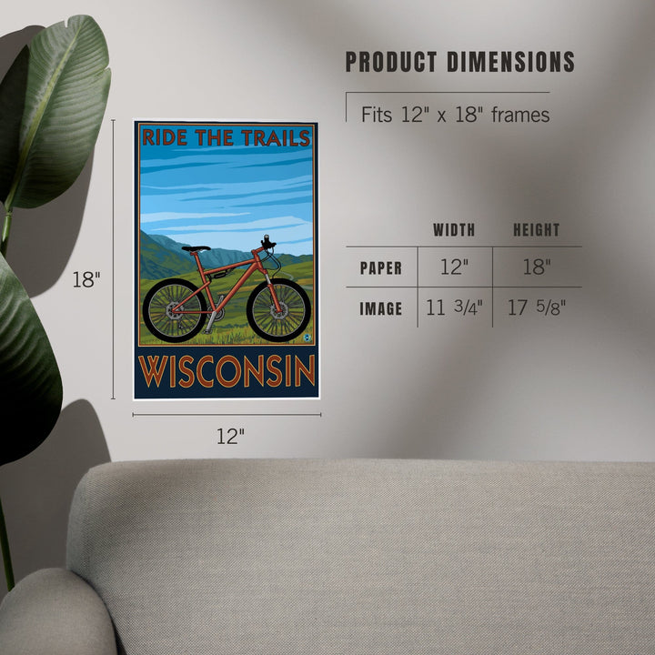 Wisconsin, Mountain Bike Scene, Ride the Trails, Art & Giclee Prints Art Lantern Press 