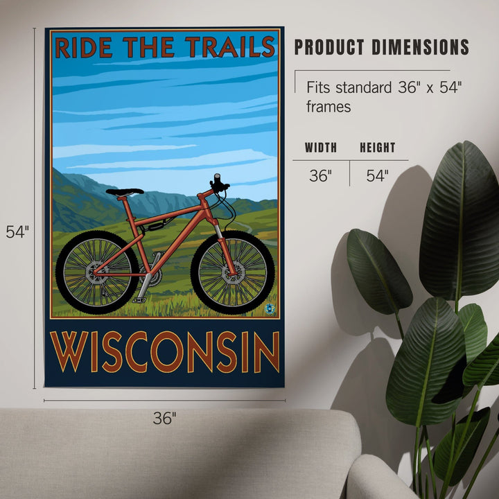 Wisconsin, Mountain Bike Scene, Ride the Trails, Art & Giclee Prints Art Lantern Press 