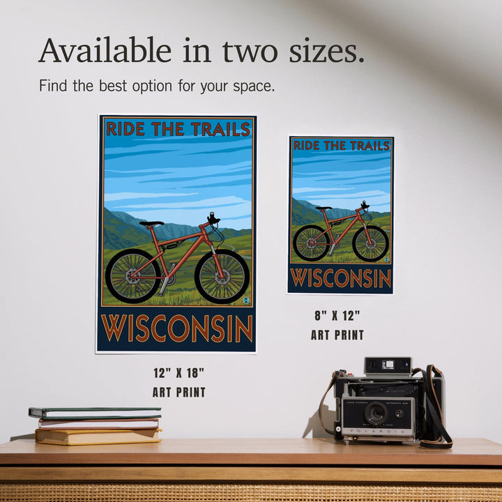 Wisconsin, Mountain Bike Scene, Ride the Trails, Art & Giclee Prints Art Lantern Press 