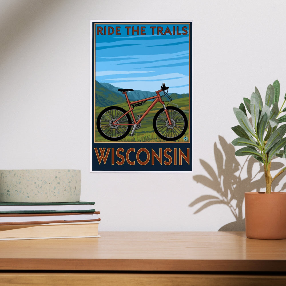 Wisconsin, Mountain Bike Scene, Ride the Trails, Art & Giclee Prints Art Lantern Press 