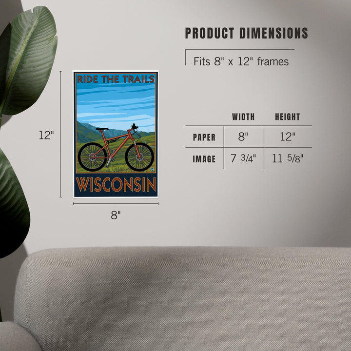 Wisconsin, Mountain Bike Scene, Ride the Trails, Art & Giclee Prints Art Lantern Press 