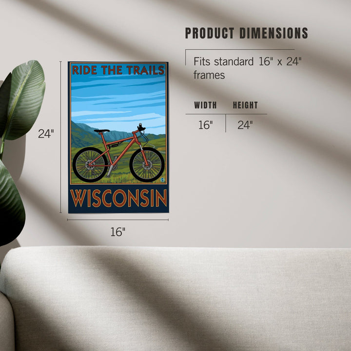 Wisconsin, Mountain Bike Scene, Ride the Trails, Art & Giclee Prints Art Lantern Press 