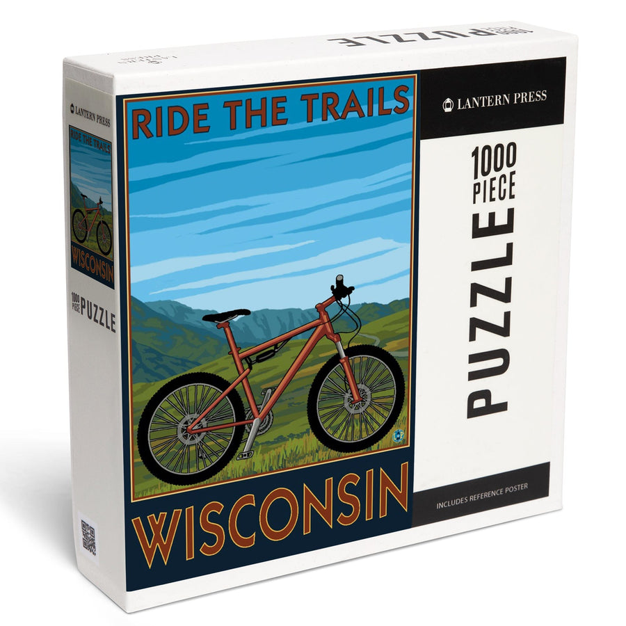 Wisconsin, Mountain Bike Scene, Ride the Trails, Jigsaw Puzzle Puzzle Lantern Press 