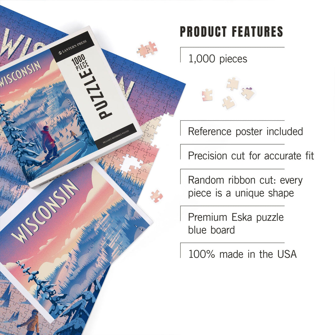 Wisconsin, Shred the Gnar, Snowboarding, Jigsaw Puzzle Puzzle Lantern Press 