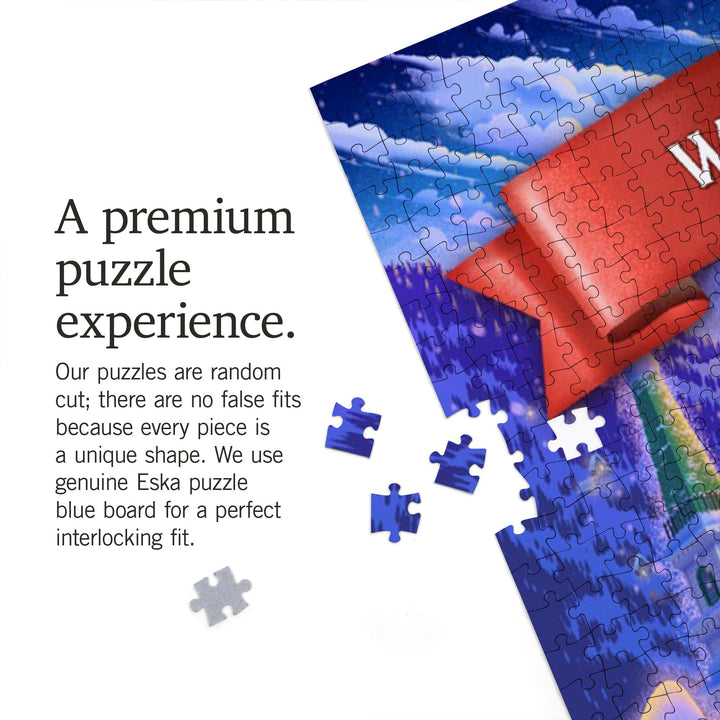 Wisconsin, Sleepy Winter Village, Jigsaw Puzzle Puzzle Lantern Press 