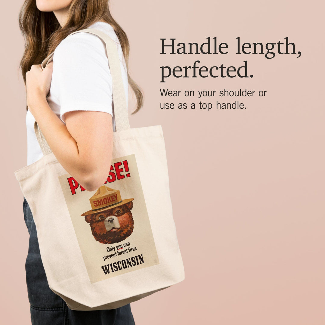 Wisconsin, Smokey Bear, Only You Can Prevent Forest Fires, Officially Licensed Vintage Poster, Tote Bag Totes Lantern Press 
