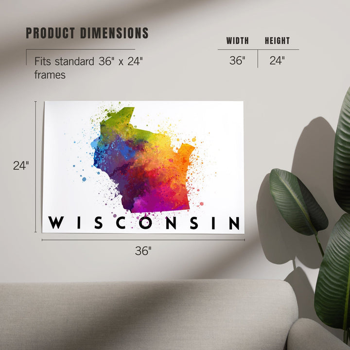 Wisconsin, State Abstract Watercolor, Art & Giclee Prints Art Lantern Press 