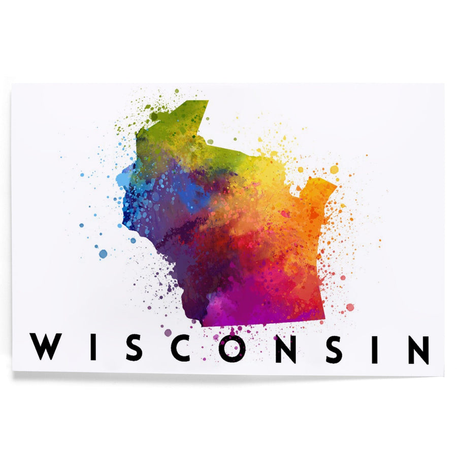 Wisconsin, State Abstract Watercolor, Art & Giclee Prints Art Lantern Press 