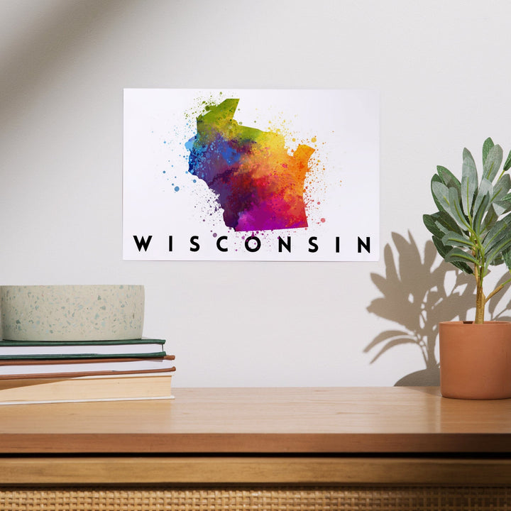 Wisconsin, State Abstract Watercolor, Art & Giclee Prints Art Lantern Press 