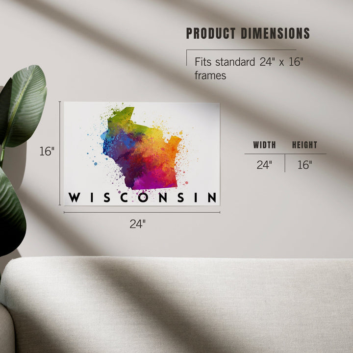 Wisconsin, State Abstract Watercolor, Art & Giclee Prints Art Lantern Press 