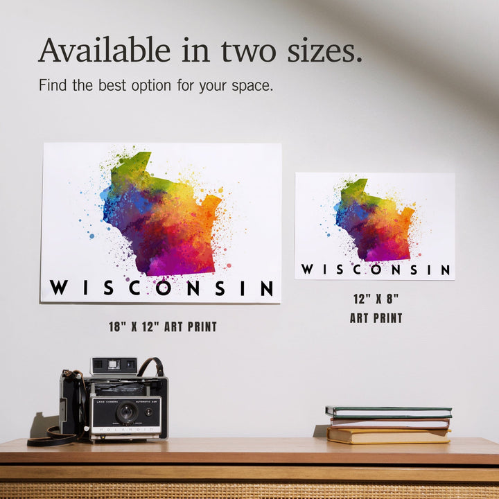 Wisconsin, State Abstract Watercolor, Art & Giclee Prints Art Lantern Press 