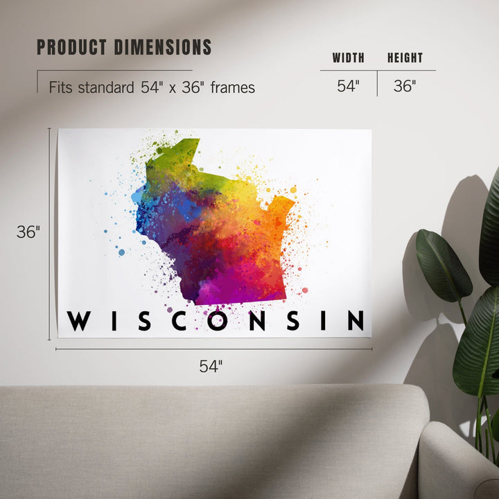 Wisconsin, State Abstract Watercolor, Art & Giclee Prints Art Lantern Press 