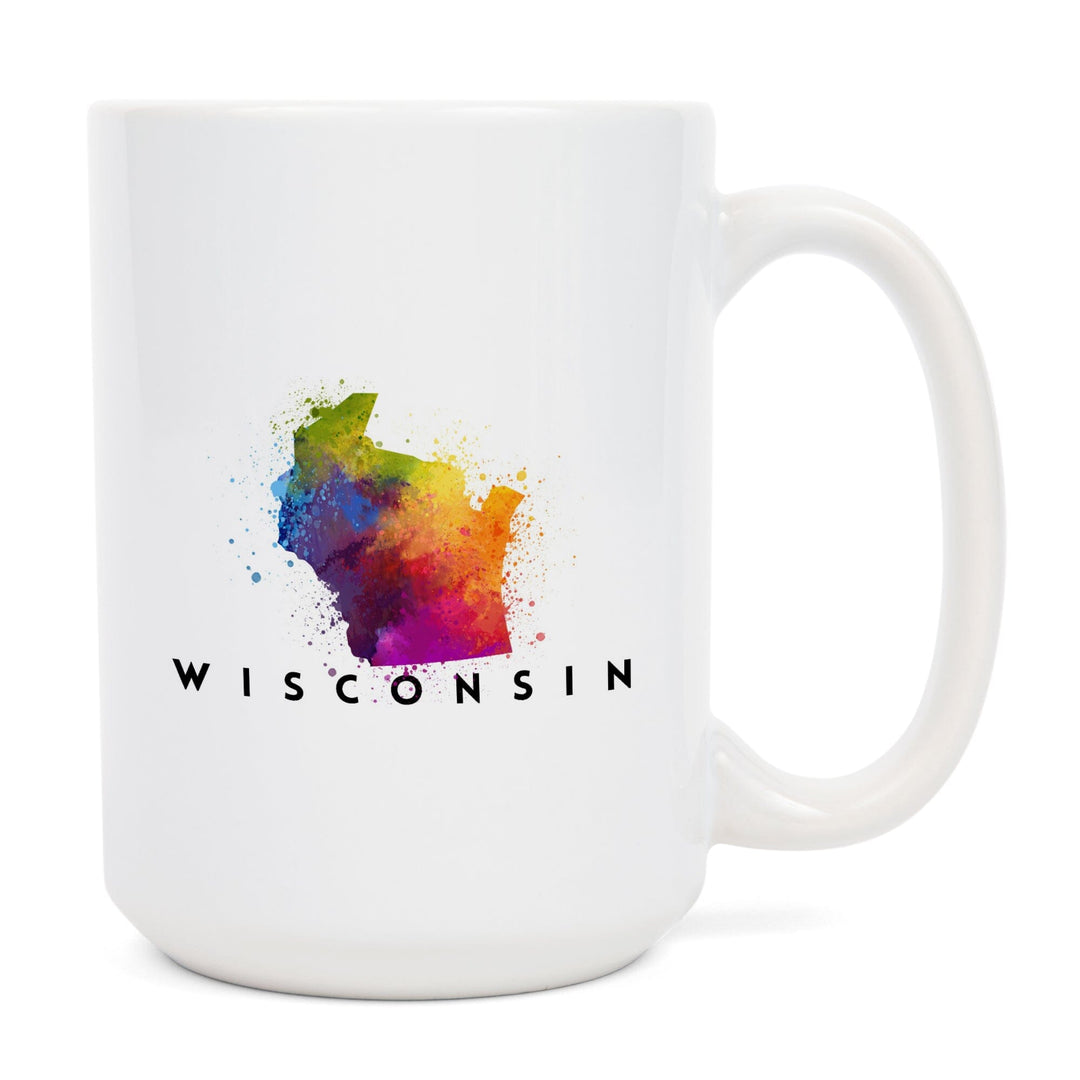Wisconsin, State Abstract Watercolor, Ceramic Mug Mugs Lantern Press 