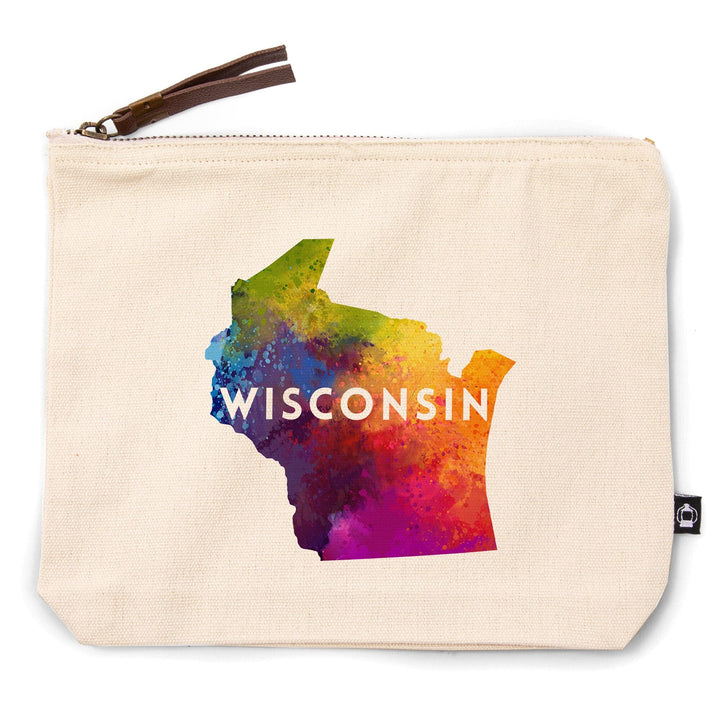 Wisconsin, State Abstract Watercolor, Contour, Lantern Press Artwork, Accessory Go Bag Totes Lantern Press 