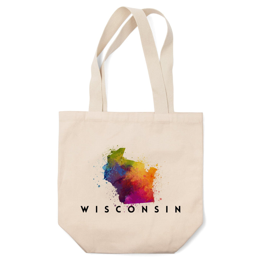 Wisconsin, State Abstract Watercolor, Lantern Press Artwork, Tote Bag Totes Lantern Press 