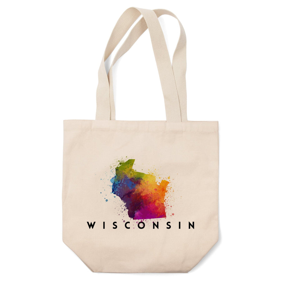 Wisconsin, State Abstract Watercolor, Tote Bag Totes Lantern Press 