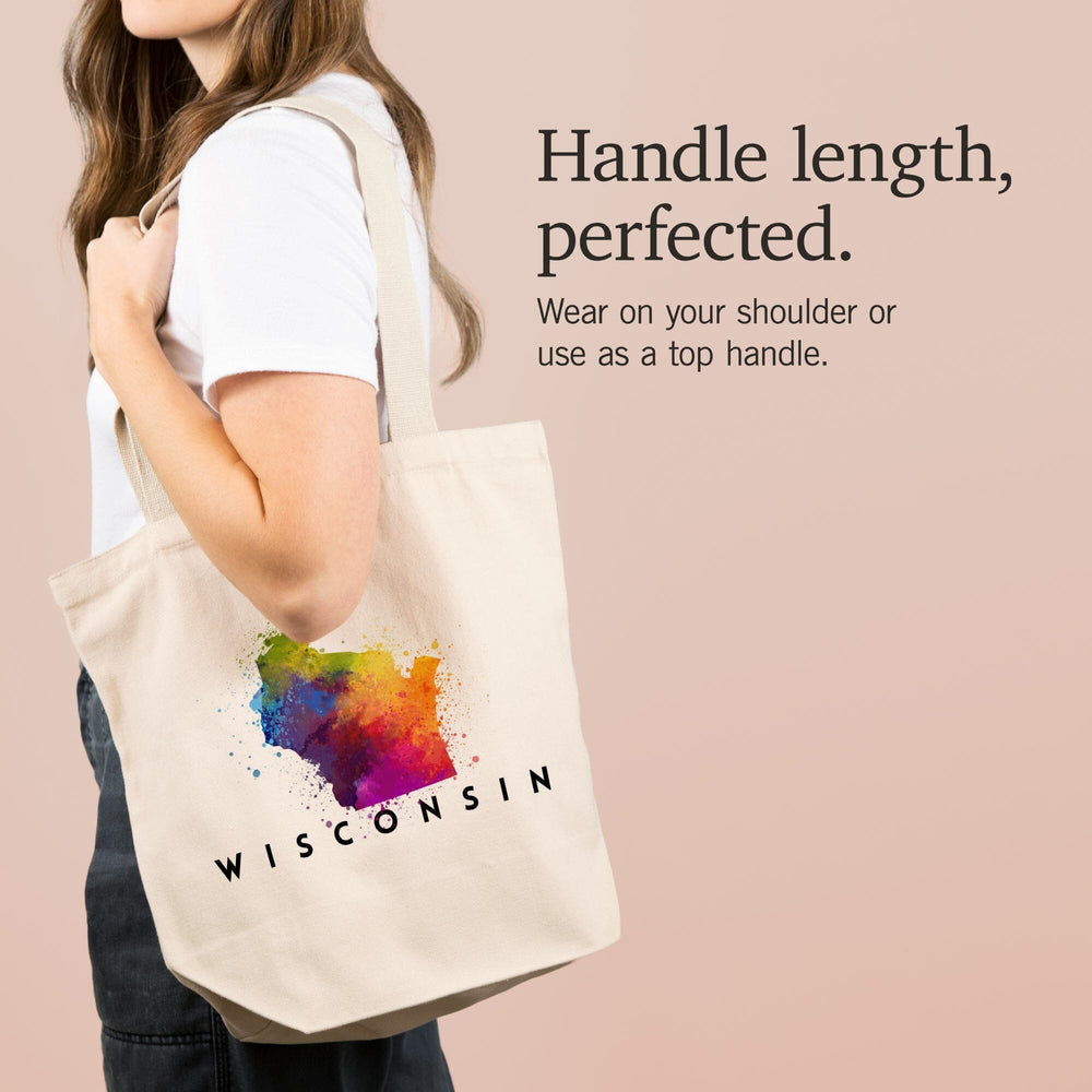 Wisconsin, State Abstract Watercolor, Tote Bag Totes Lantern Press 