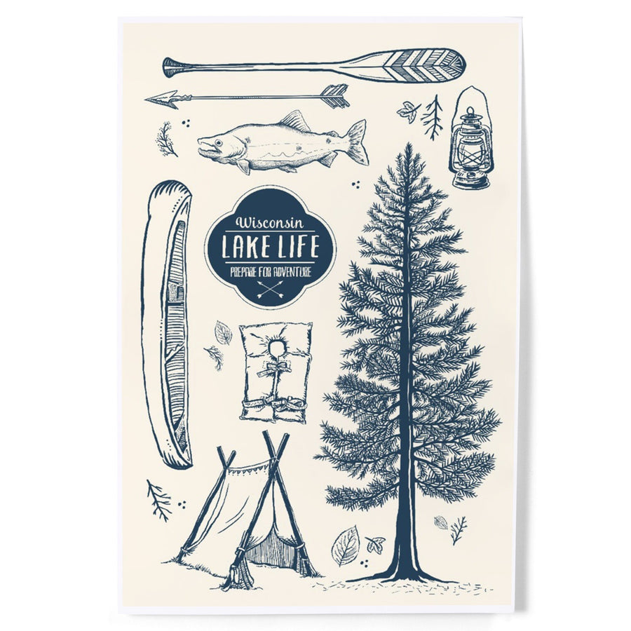 Wisconsin, The Lake Life, Lake Collage, Art & Giclee Prints Art Lantern Press 