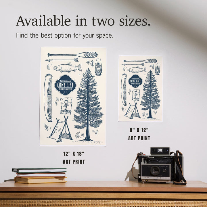 Wisconsin, The Lake Life, Lake Collage, Art & Giclee Prints Art Lantern Press 