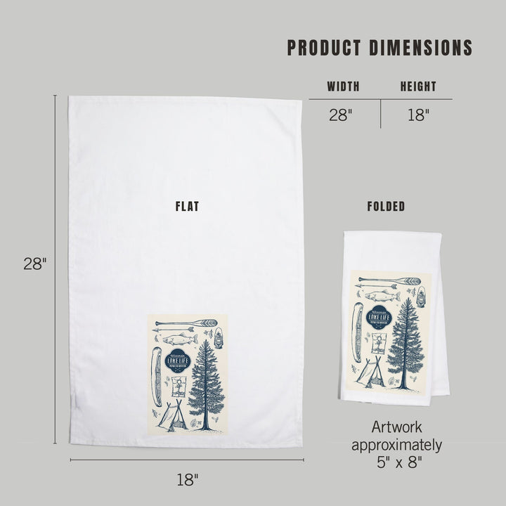 Wisconsin, The Lake Life, Lake Collage, Organic Cotton Kitchen Tea Towels Kitchen Lantern Press 