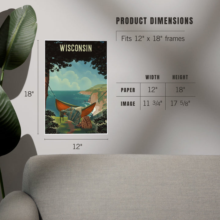 Wisconsin, Today's Office, Coastal Series, Hammock on Beach, Art & Giclee Prints Art Lantern Press 