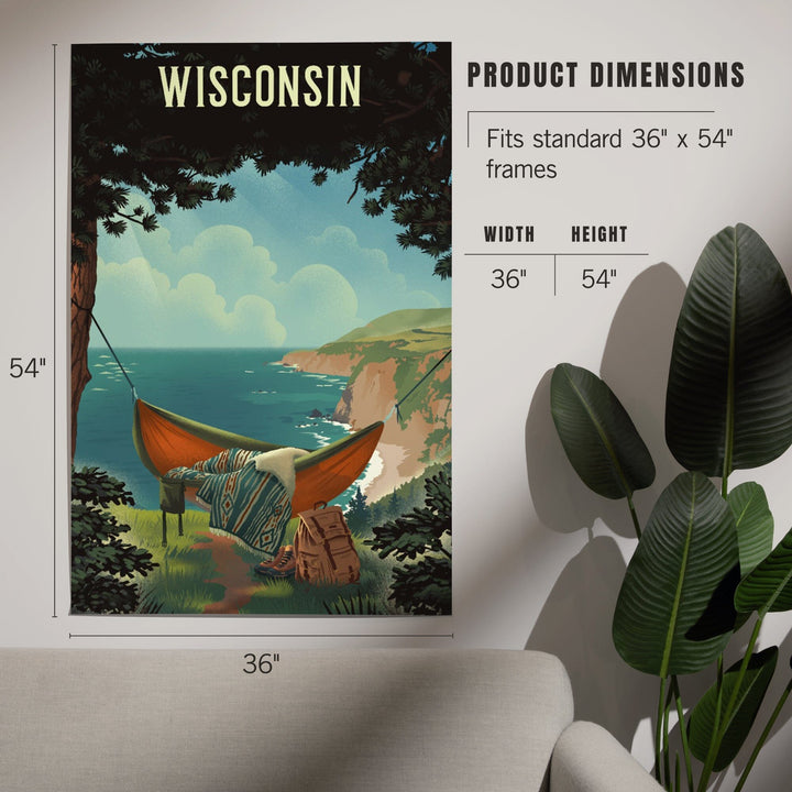 Wisconsin, Today's Office, Coastal Series, Hammock on Beach, Art & Giclee Prints Art Lantern Press 