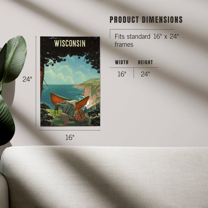 Wisconsin, Today's Office, Coastal Series, Hammock on Beach, Art & Giclee Prints Art Lantern Press 