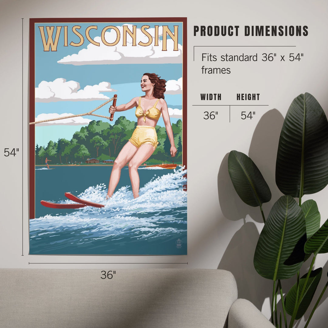 Wisconsin, Water Skier and Lake, Art & Giclee Prints Art Lantern Press 