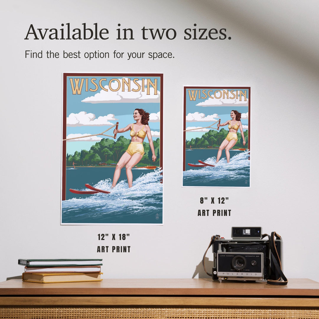 Wisconsin, Water Skier and Lake, Art & Giclee Prints Art Lantern Press 