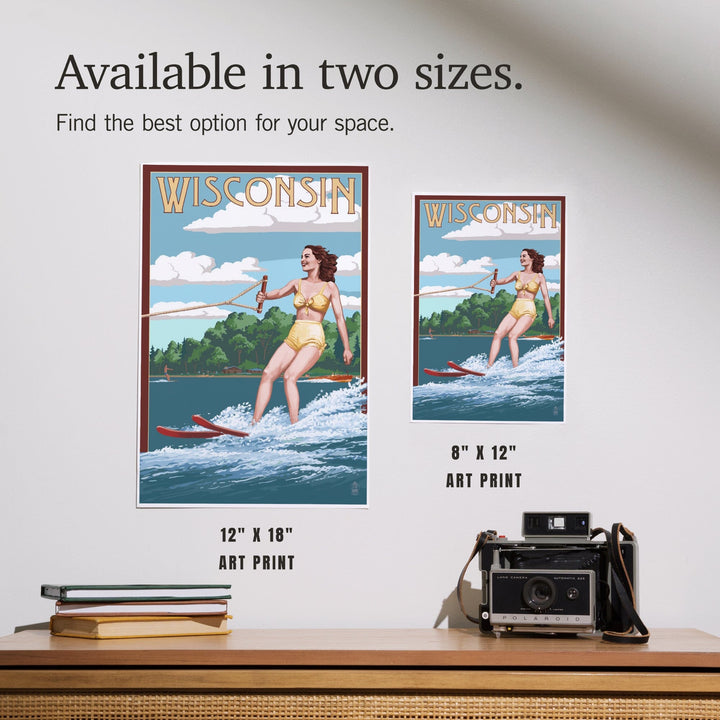 Wisconsin, Water Skier and Lake, Art & Giclee Prints Art Lantern Press 