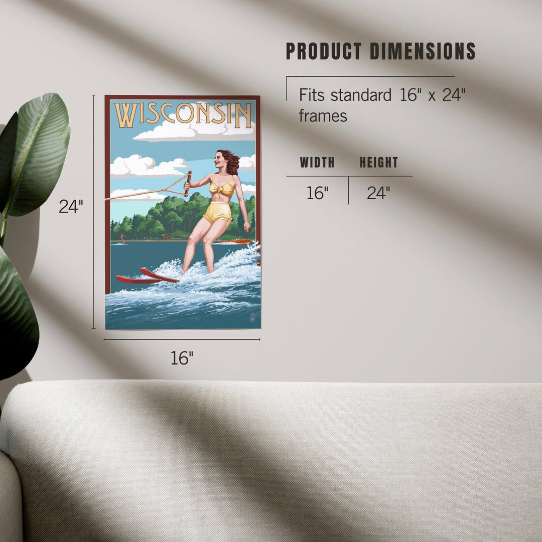 Wisconsin, Water Skier and Lake, Art & Giclee Prints Art Lantern Press 