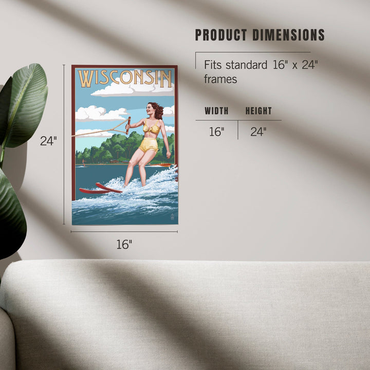 Wisconsin, Water Skier and Lake, Art & Giclee Prints Art Lantern Press 