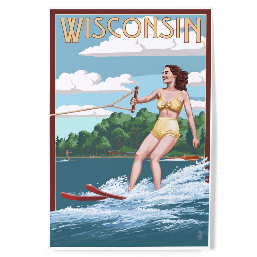 Wisconsin, Water Skier and Lake, Art & Giclee Prints Art Lantern Press 