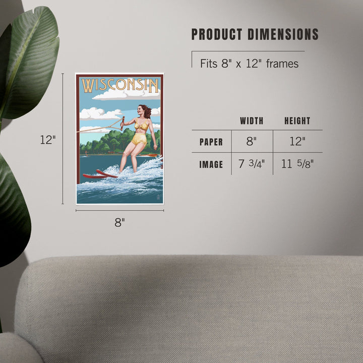 Wisconsin, Water Skier and Lake, Art & Giclee Prints Art Lantern Press 
