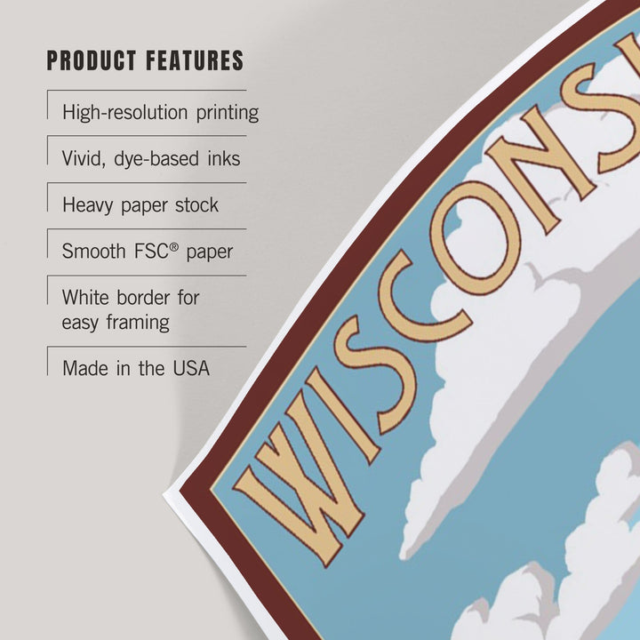 Wisconsin, Water Skier and Lake, Art & Giclee Prints Art Lantern Press 